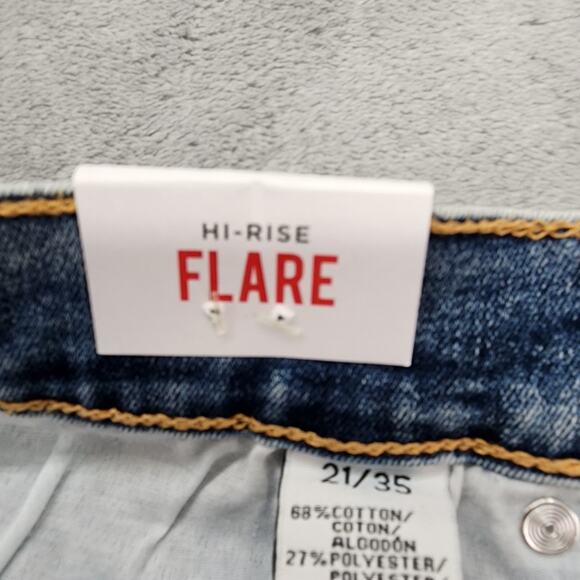 NEW Celebrity Pink Jeans Womens 21/35 Juniors Blue High Rise Flare Distressed - Picture 8 of 16